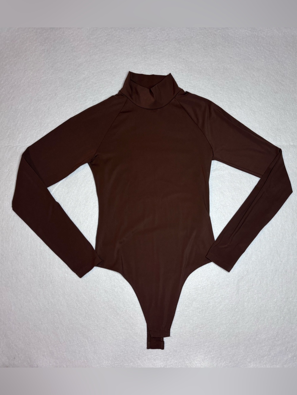 Steve Madden Long Sleeve Mock Neck Bodysuit - Chocolate Brown Woman’s XS
